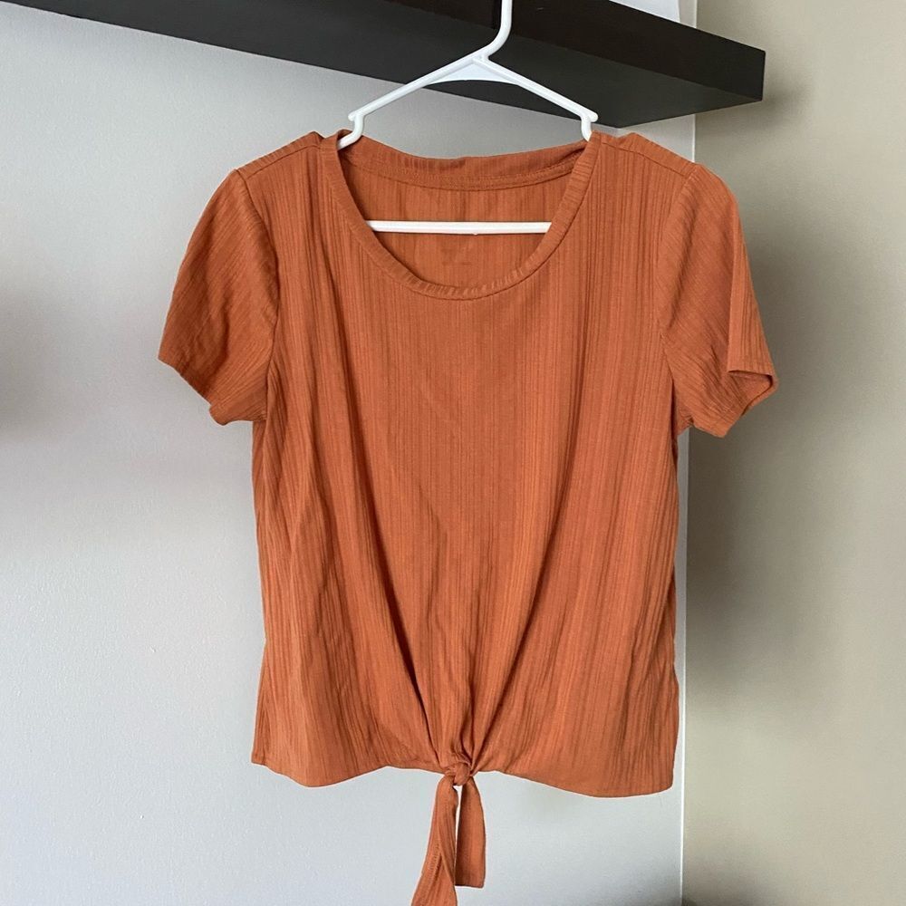 Women's Orange Tie-Front Top Size Large